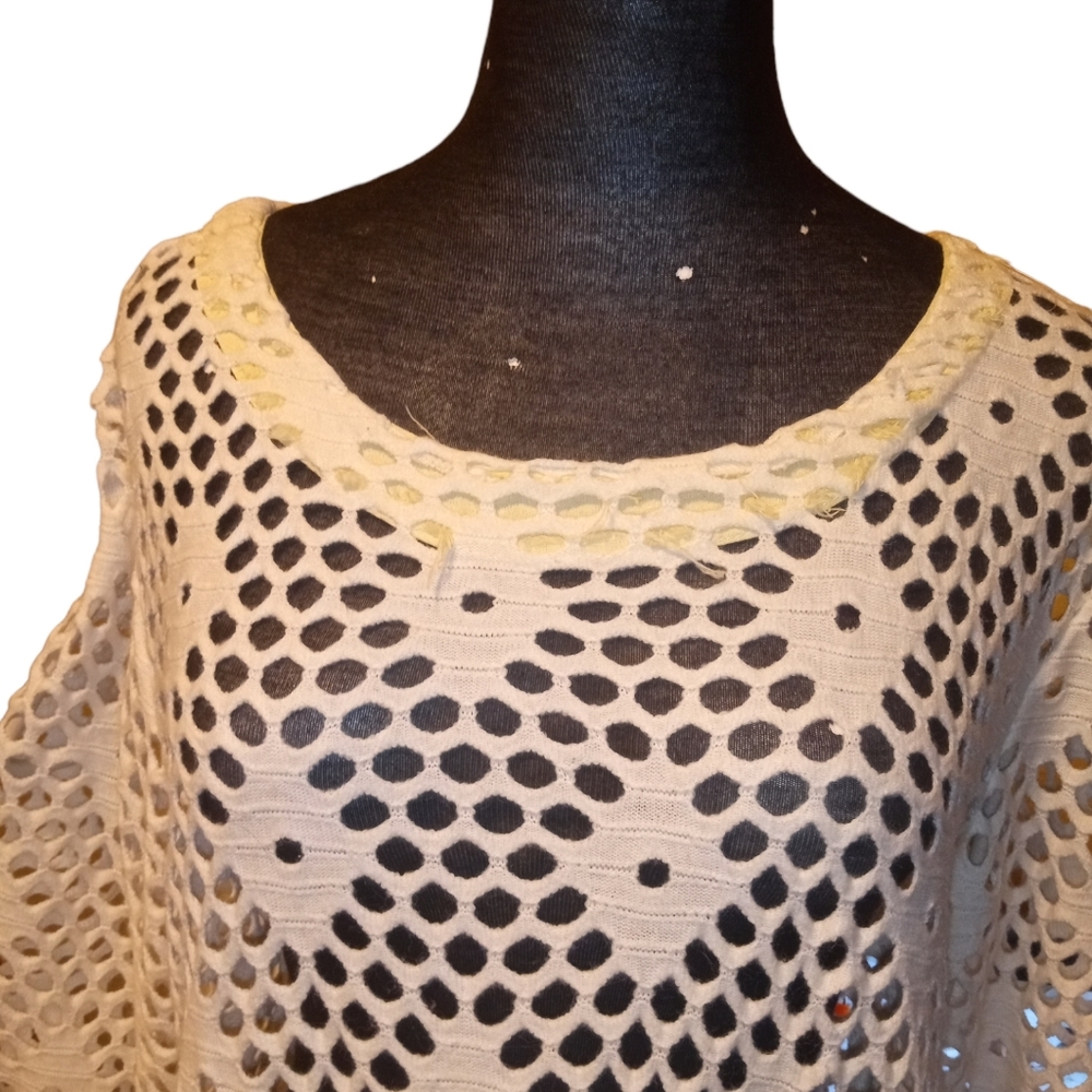 3/$15 Kaktus Open Weave Coverlet 3/4 Sleeve Tunic NEVER WORN - Picture 2 of 8